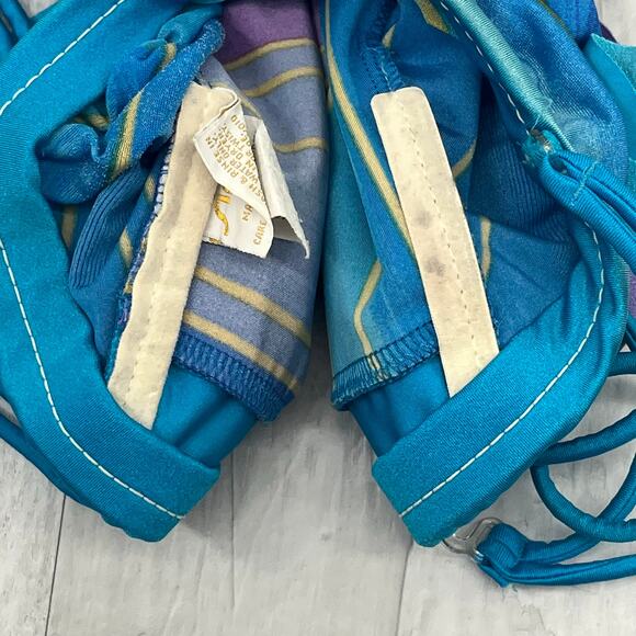 Vintage Sirena 1 Piece Striped Ruffle Removable Straps Retro Bathing Swim Suit - Picture 5 of 12